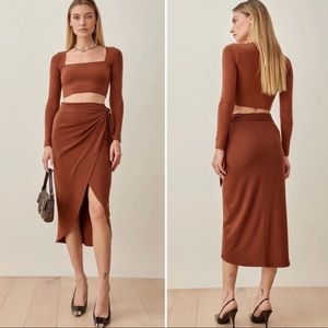 Reformation | NWOT Tessa Two 2pc chestnut set S